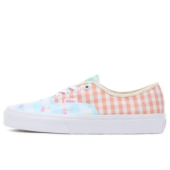 NEW Vans Cherry Embroidered Pastel Rainbow Authentic Gingham Block Sneaker - Picture 3 of 7